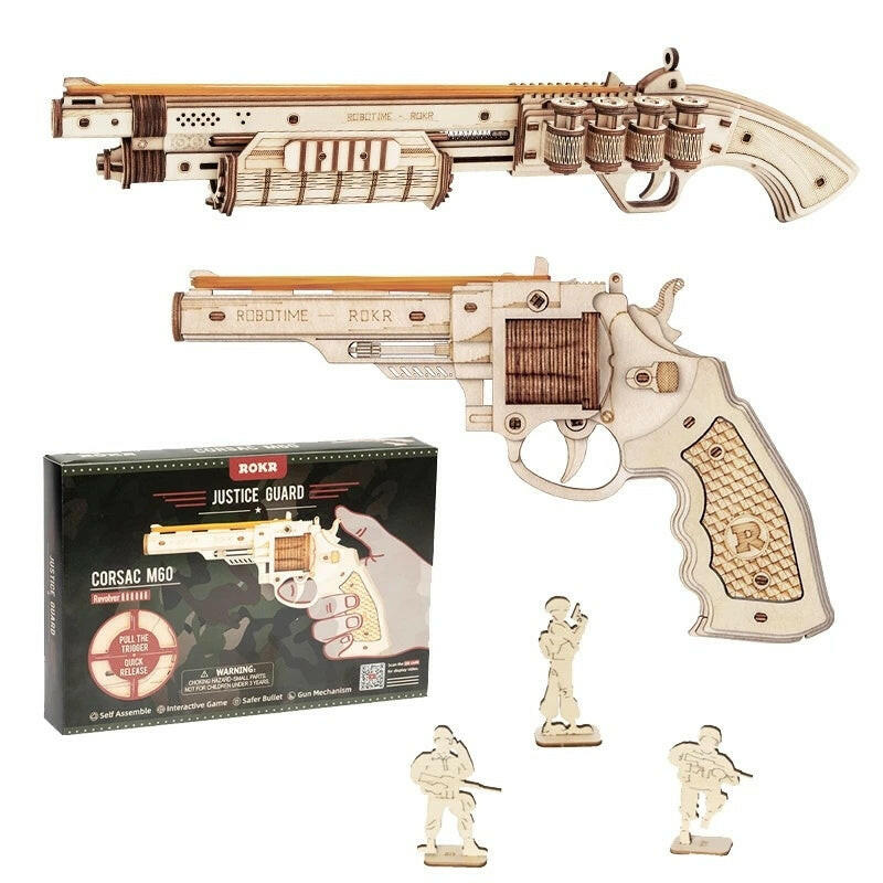 Robotime ROKR Revolver Gun Model Toys 3D Wooden Puzzle Games Crafts Gift For Children Kids Boys Birthday Christmas Gift Dropship.