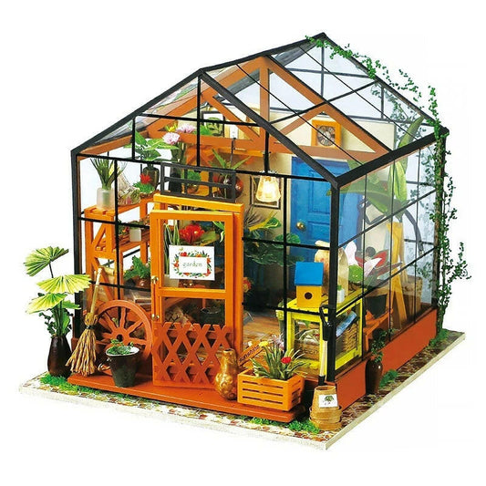 Robotime DIY Doll House With Furniture Children Green Miniature Dollhouse Wooden Kits Assemble Toy Xmas Brithday Gifts.