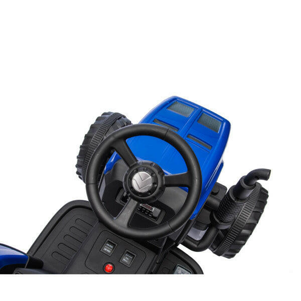 Blue, 12V7AH Battery Powered Toy Tractor With Trailer.