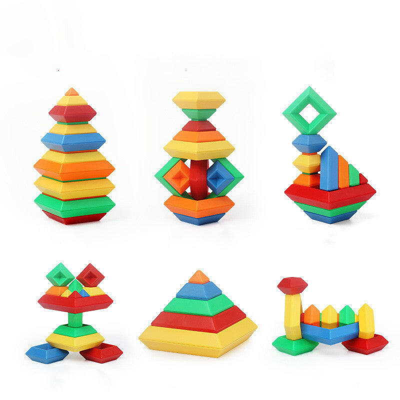 Kids Rainbow Tower Ring Wooden Jenga Color Cognitive Set Shapes Building Blocks Montessori Educational Toys for Kids.