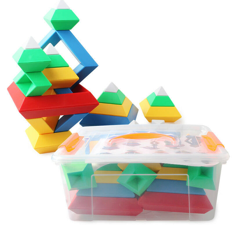 Kids Rainbow Tower Ring Wooden Jenga Color Cognitive Set Shapes Building Blocks Montessori Educational Toys for Kids.