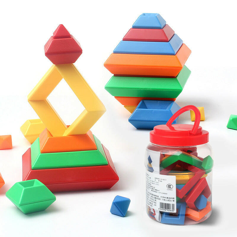 Kids Rainbow Tower Ring Wooden Jenga Color Cognitive Set Shapes Building Blocks Montessori Educational Toys for Kids.