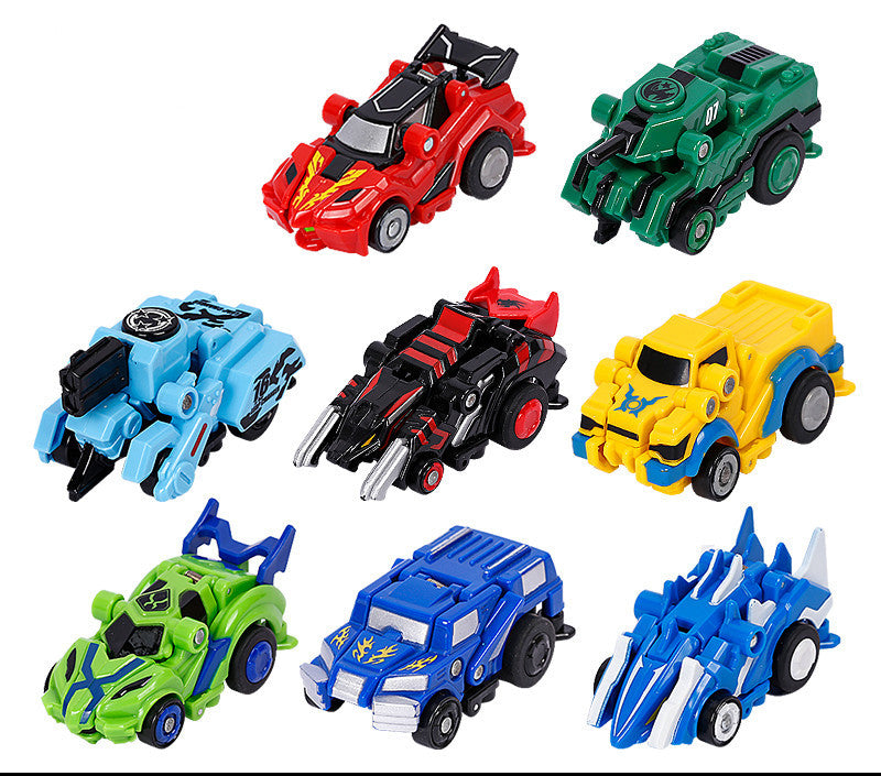 Creative Jumping Warrior Deformation Battle Toy Car Bounce Transformation Robot New Anime PVC Action Figures Boys Toys Game Set.