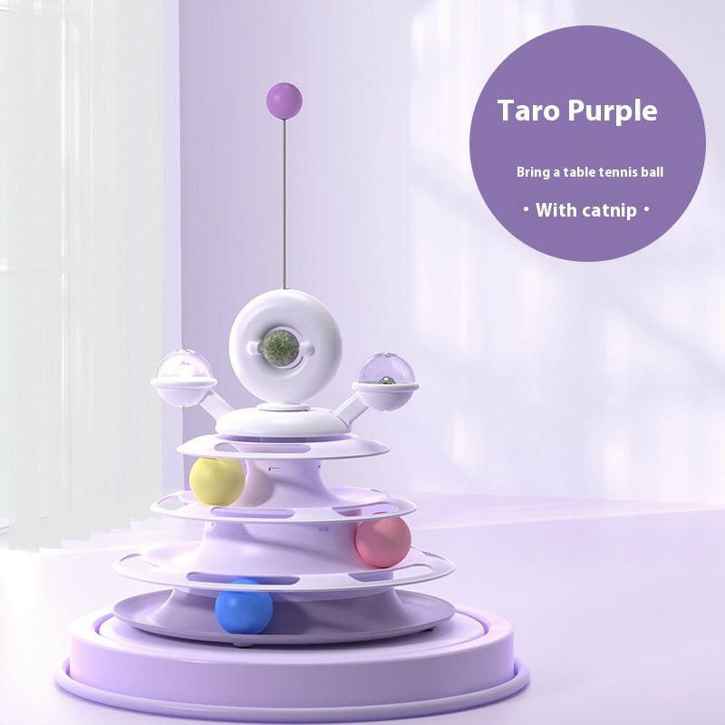 4 Levels Cat Toy Tower Turntable Roller Balls Toys Interactive Intelligence Pets Toys Training Track Puzzle Funny Games Accessories Pet Products.