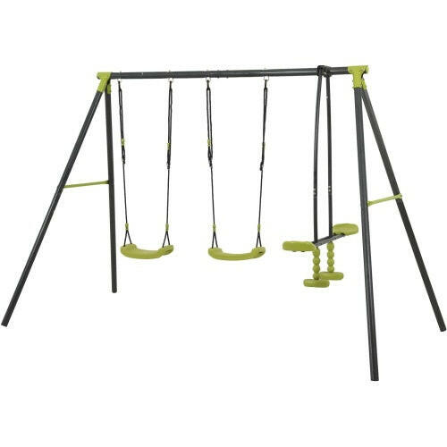 Outdoor Playground With Three Swings.