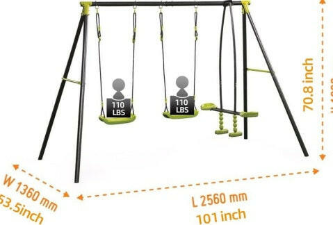 Outdoor Playground With Three Swings.