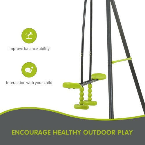 Outdoor Playground With Three Swings.