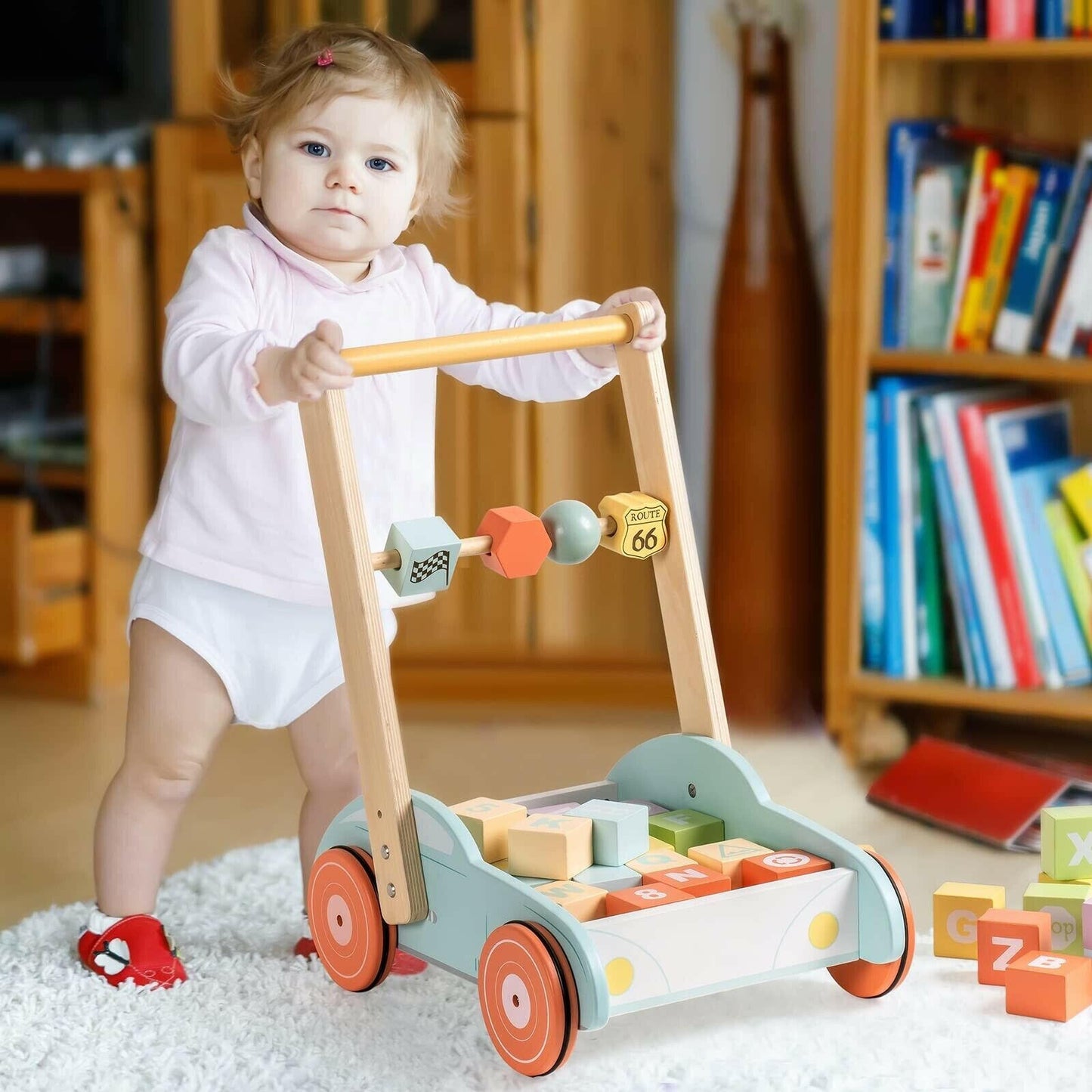 ROBUD Wooden Baby Walker Push With ABC 123 Traffic Sign Gifts For Todders 3 Year.