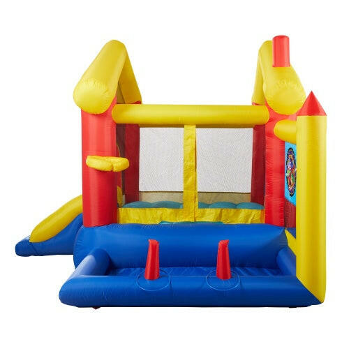 8 In 1 Inflatable Bounce House With Blower Basketball Hoop Ocean Balls Ring-toss Game Target And Sticky Ball Game For Kids.