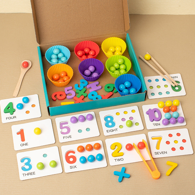 Montessori Mathematics Teaching Tools Baby Digital Cognitive Pairing Puzzle Intelligence Clipping Beads Children's Fine Action Toys.