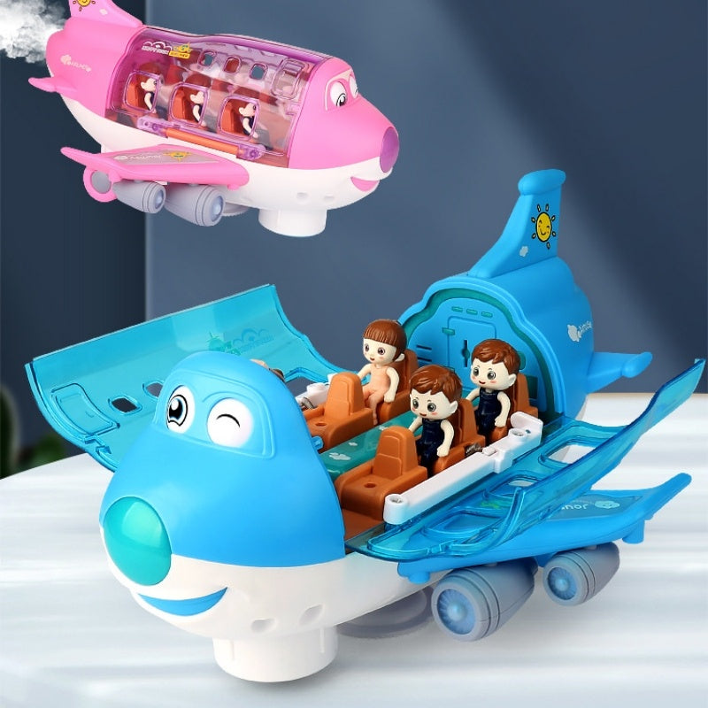 360 Rotating Electric Plane Airplane Toys For Kids Bump And Go Action Toddler Toy Plane With LED Flashing Light Sound For Boys.