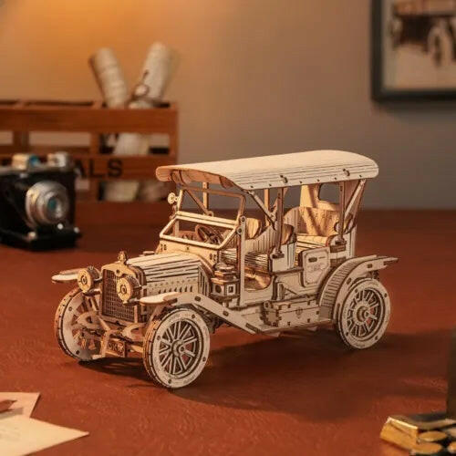 ROKR 3D Wooden Puzzle DIY Model Vintage Car MC801 Building Toys Gifts For Teens.