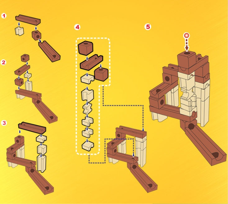 Wood Marbles Building Run Maze Ball Blocks Rollercoaster Style Construction Educational Toys For Children Kids Gifts.