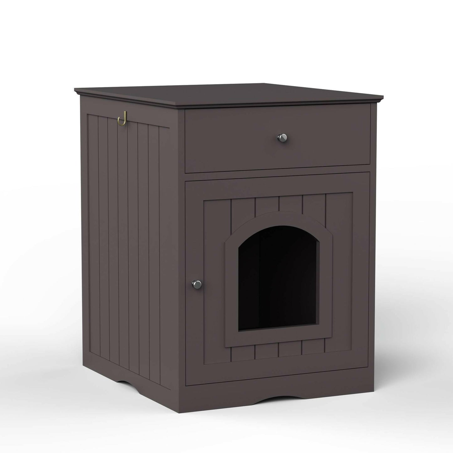 Wooden Pet House Cat Litter Box Enclosure With Drawer, Side Table Indoor Pet Crate.