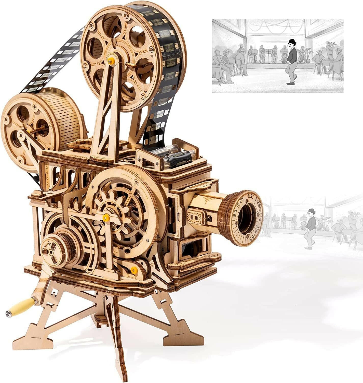 ROKR 3D Wooden Puzzles Vitascope Mechanical Building Kits Movie Projector Toys.