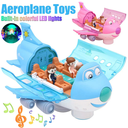 360 Rotating Electric Plane Airplane Toys For Kids Bump And Go Action Toddler Toy Plane With LED Flashing Light Sound For Boys.