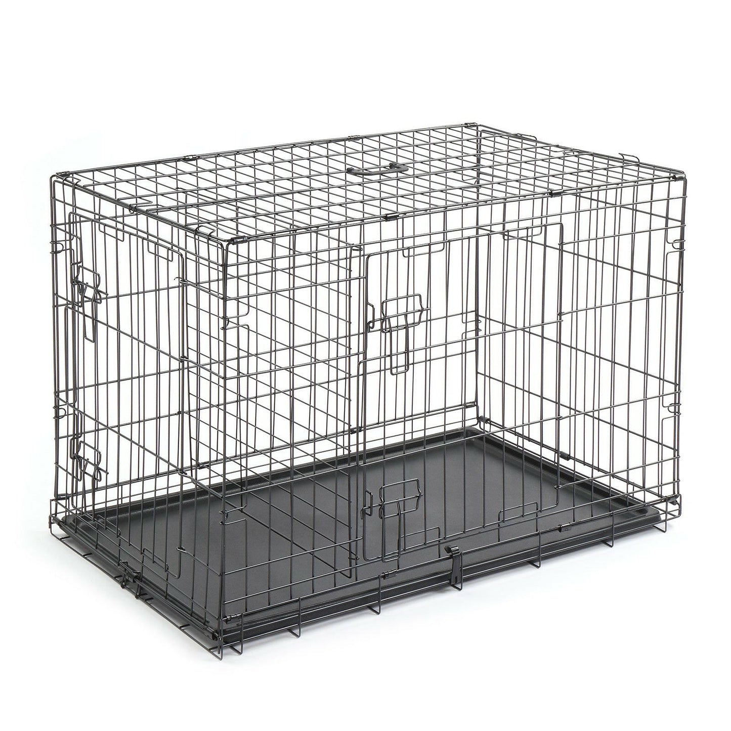 36 Inch Iron Foldable With Divider Plastic Tray Black Dog And Cat Cage.