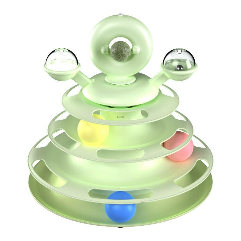 4 Levels Cat Toy Tower Turntable Roller Balls Toys Interactive Intelligence Pets Toys Training Track Puzzle Funny Games Accessories Pet Products.