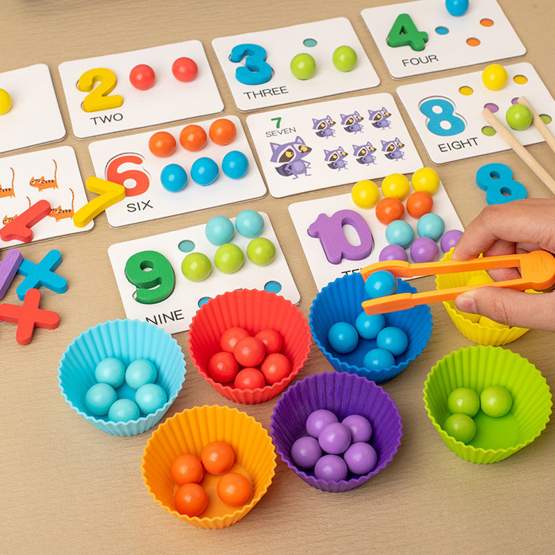 Montessori Mathematics Teaching Tools Baby Digital Cognitive Pairing Puzzle Intelligence Clipping Beads Children's Fine Action Toys.