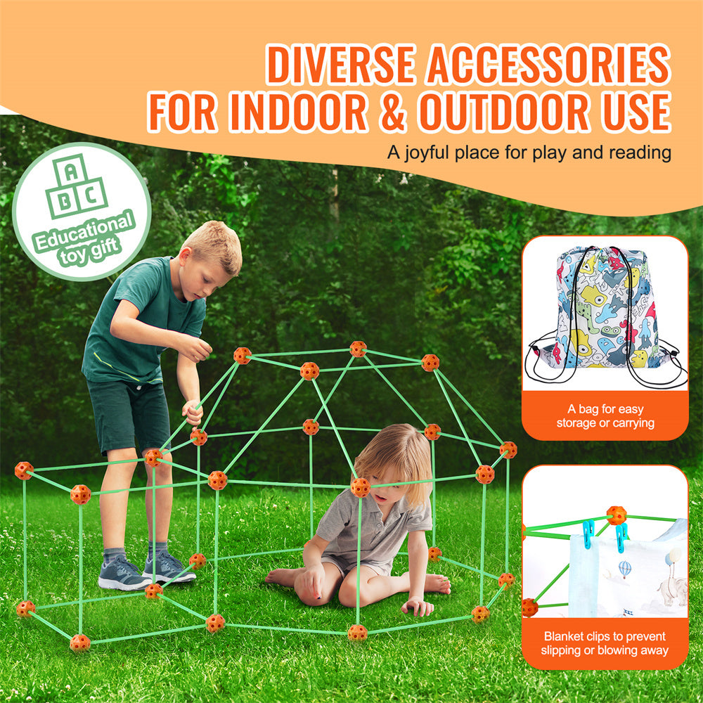 VEVOR Tent Fort Building Kit For Kid Glow In The Dark STEM Construction Toy 140P.