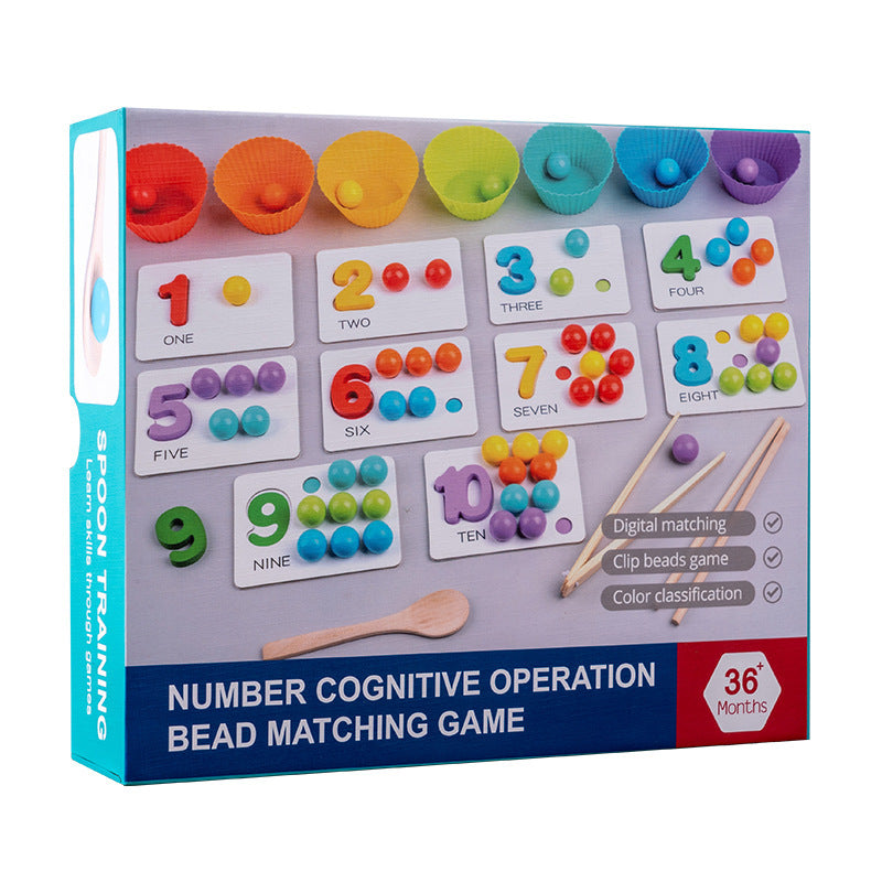 Montessori Mathematics Teaching Tools Baby Digital Cognitive Pairing Puzzle Intelligence Clipping Beads Children's Fine Action Toys.