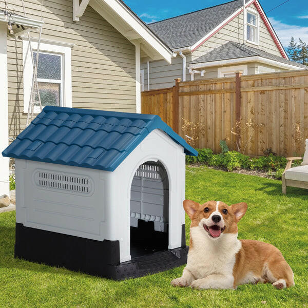 26inch Blue & White PVC Spire House Type Shutters Cat & Dog House.