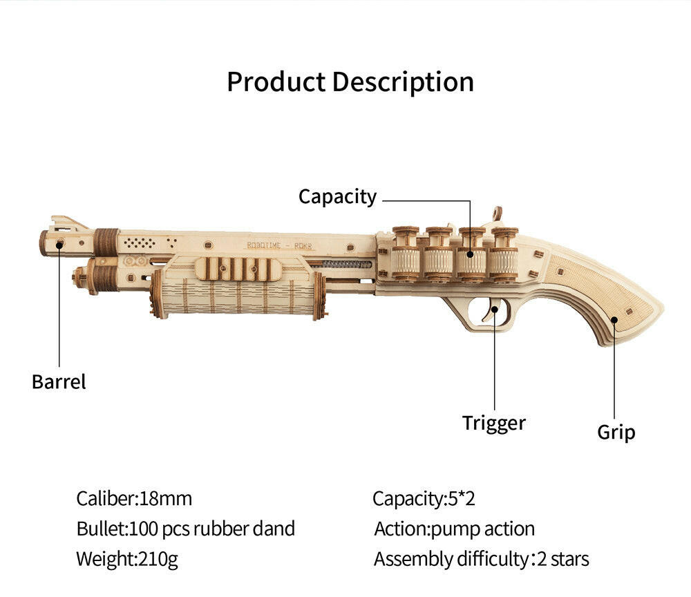 Robotime ROKR Revolver Gun Model Toys 3D Wooden Puzzle Games Crafts Gift For Children Kids Boys Birthday Christmas Gift Dropship.