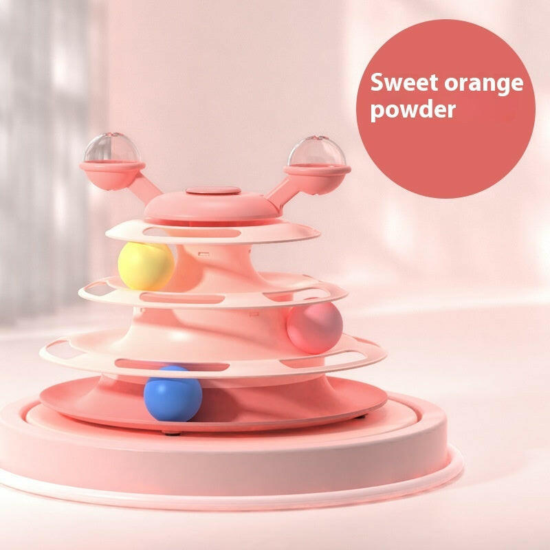 4 Levels Cat Toy Tower Turntable Roller Balls Toys Interactive Intelligence Pets Toys Training Track Puzzle Funny Games Accessories Pet Products.