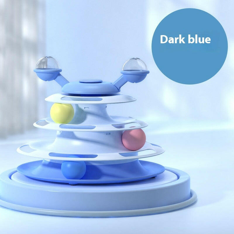 4 Levels Cat Toy Tower Turntable Roller Balls Toys Interactive Intelligence Pets Toys Training Track Puzzle Funny Games Accessories Pet Products.