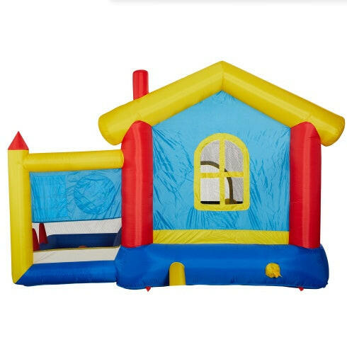 8 In 1 Inflatable Bounce House With Blower Basketball Hoop Ocean Balls Ring-toss Game Target And Sticky Ball Game For Kids.