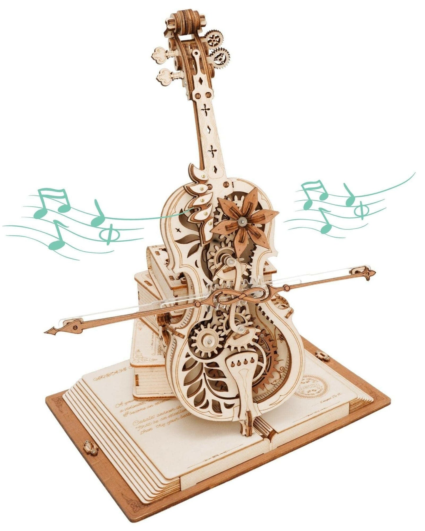 Robotime ROKR Magic Cello Mechanical Music Box Moveable Stem Funny Creative Toys For Child Girls 3D Wooden Puzzle AMK63.