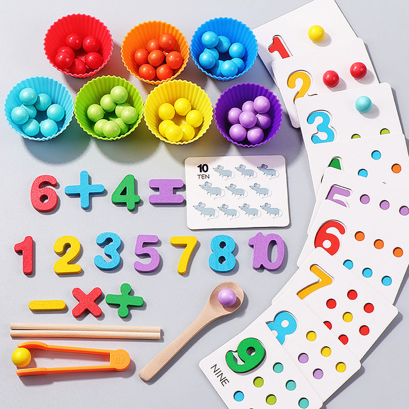 Montessori Mathematics Teaching Tools Baby Digital Cognitive Pairing Puzzle Intelligence Clipping Beads Children's Fine Action Toys.