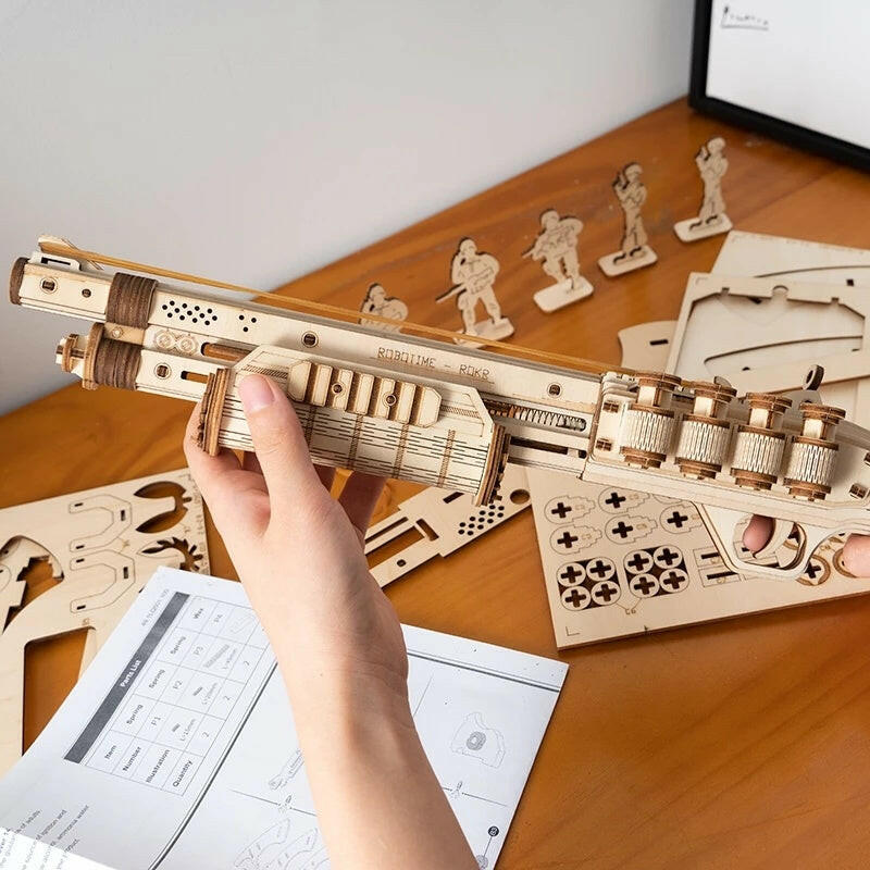 Robotime ROKR Revolver Gun Model Toys 3D Wooden Puzzle Games Crafts Gift For Children Kids Boys Birthday Christmas Gift Dropship.