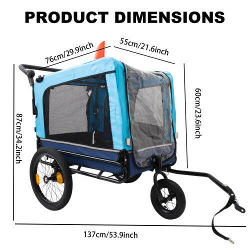 Outdoor Heavy Duty Foldable Utility Pet Stroller Dog Carriers Bicycle Trailer.