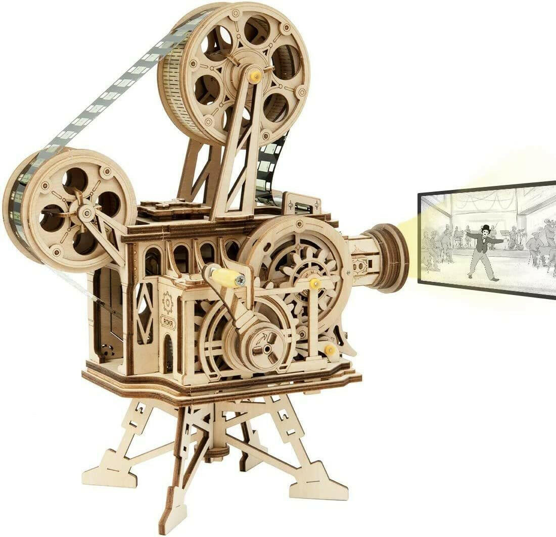 ROKR 3D Wooden Puzzles Vitascope Mechanical Building Kits Movie Projector Toys.