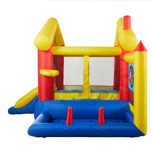 8 In 1 Inflatable Bounce House With Blower Basketball Hoop Ocean Balls Ring-toss Game Target And Sticky Ball Game For Kids.