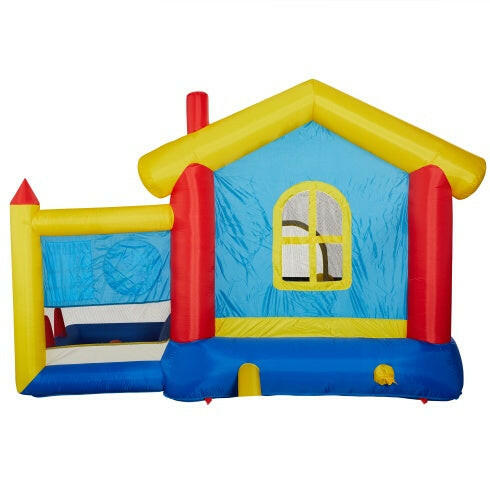 8 In 1 Inflatable Bounce House With Blower Basketball Hoop Ocean Balls Ring-toss Game Target And Sticky Ball Game For Kids.