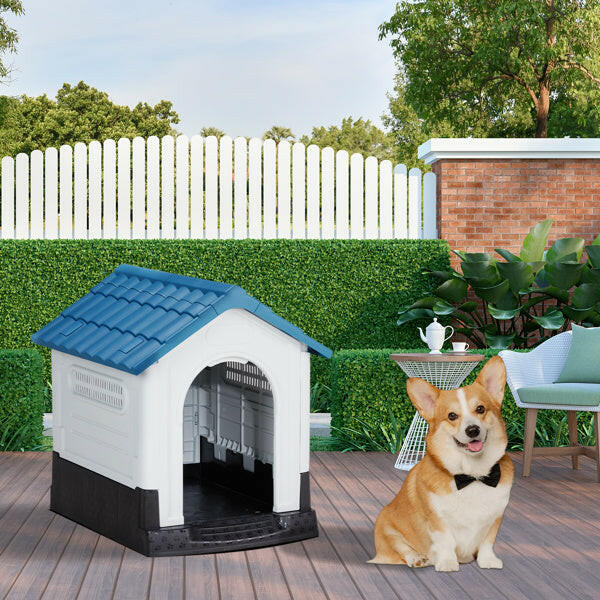 26inch Blue & White PVC Spire House Type Shutters Cat & Dog House.