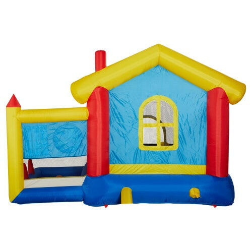 8-in-1 Inflatable Bounce House With Blower Basketball Stand Ocean Ball Throwing Ring Game Target And Sticky Ball Game For Kids.