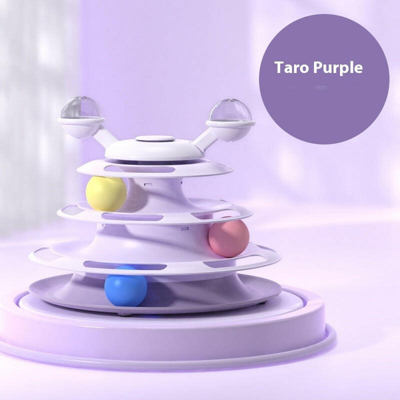 4 Levels Cat Toy Tower Turntable Roller Balls Toys Interactive Intelligence Pets Toys Training Track Puzzle Funny Games Accessories Pet Products.