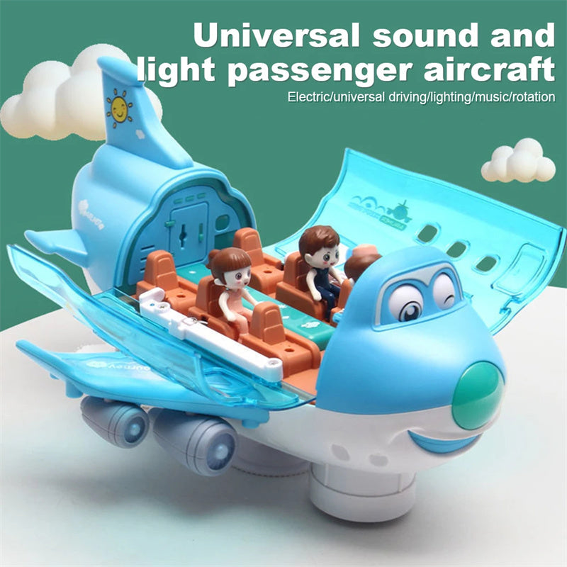 360 Rotating Electric Plane Airplane Toys For Kids Bump And Go Action Toddler Toy Plane With LED Flashing Light Sound For Boys.