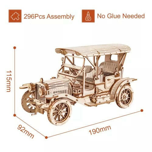 ROKR 3D Wooden Puzzle DIY Model Vintage Car MC801 Building Toys Gifts For Teens.