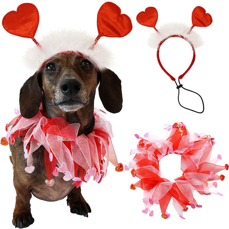 2025 Pets Valentine's Day Decoration Pet Scar Valentine's Day Hairband Dog Party Decoration Prop Dog Accessories Pet Products.