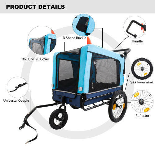 Outdoor Heavy Duty Foldable Utility Pet Stroller Dog Carriers Bicycle Trailer.