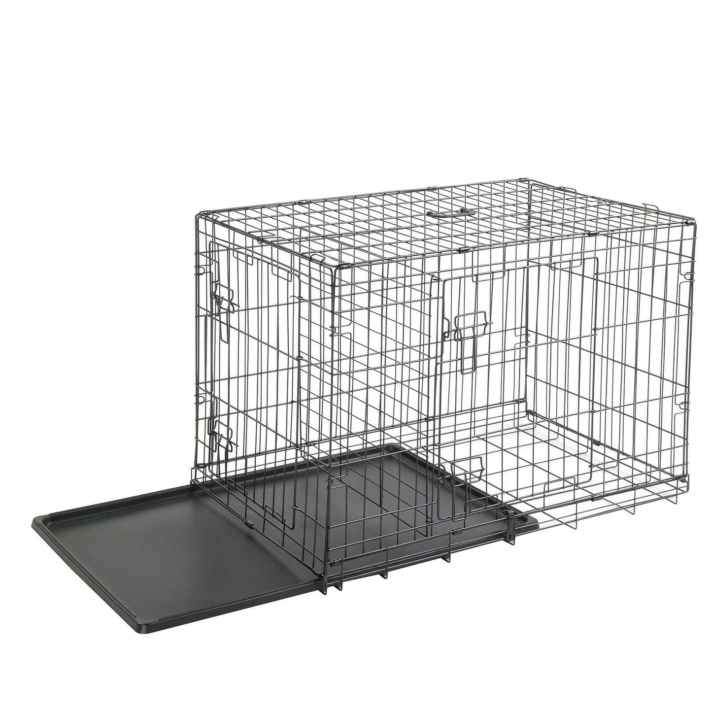 36 Inch Iron Foldable With Divider Plastic Tray Black Dog And Cat Cage.