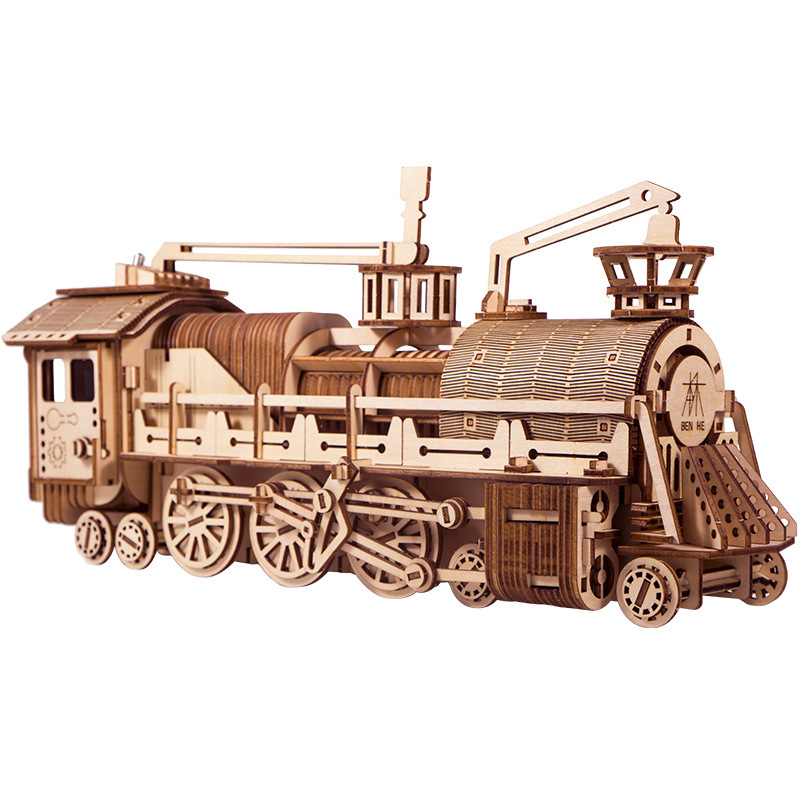 3D Wooden Steam Train Model Puzzle