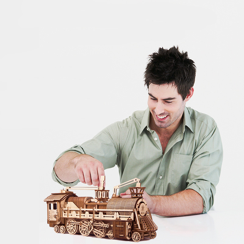 3D Wooden Steam Train Model Puzzle - Image 5