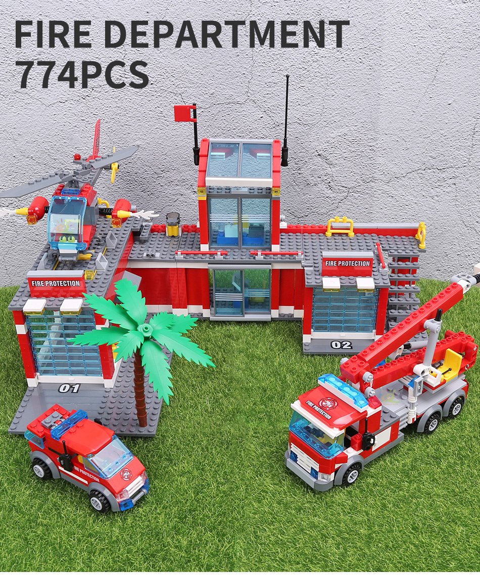 City Fire Station Building Blocks Model