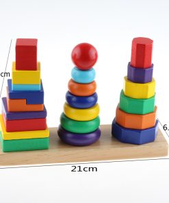 Rainbow Three Column Tower Wooden Educational Toy