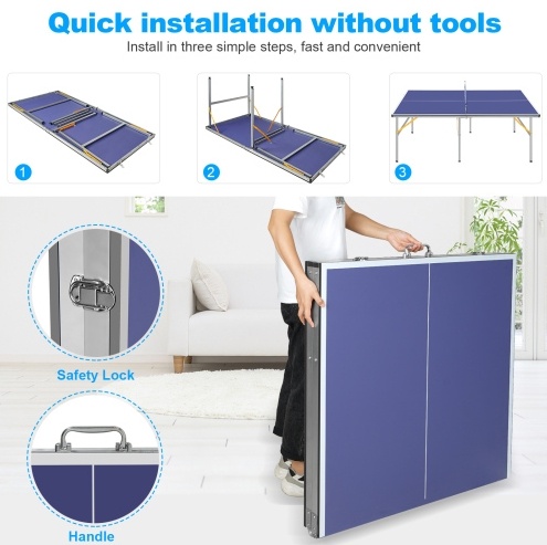 6ft Mid-Size Table Tennis Table Foldable - Image 6